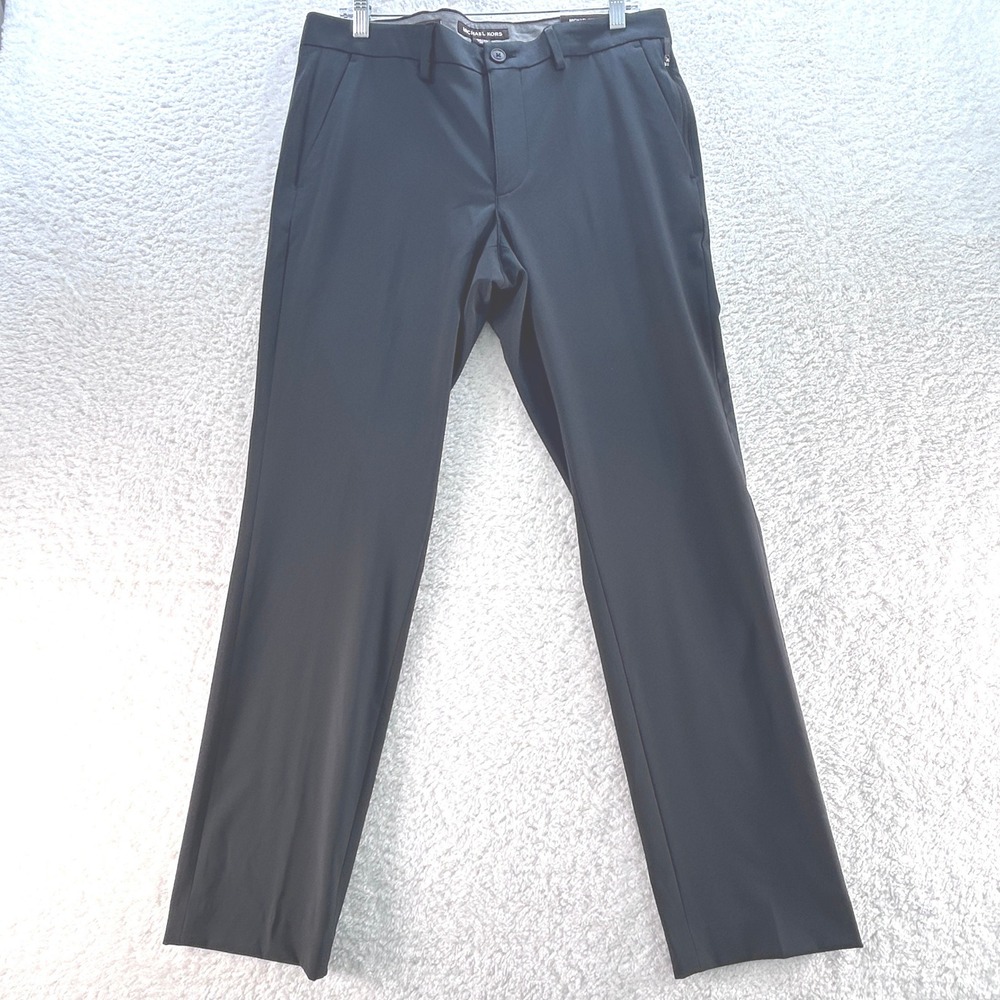 Michael Kors Mens Black Slim Fit Trousers Tech Pants 32x30 Stretch NEW